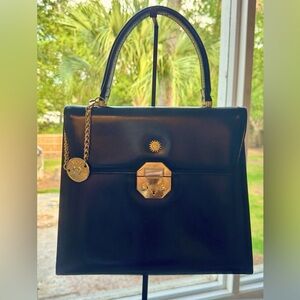 VERSACE Vintage classic. Black MEDALLION bag w shining gold hardware. A STEAL.